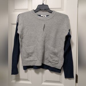 NWT Madewell Patch Pocket Pullover Sweater Colorblock Blue Gray Size XS